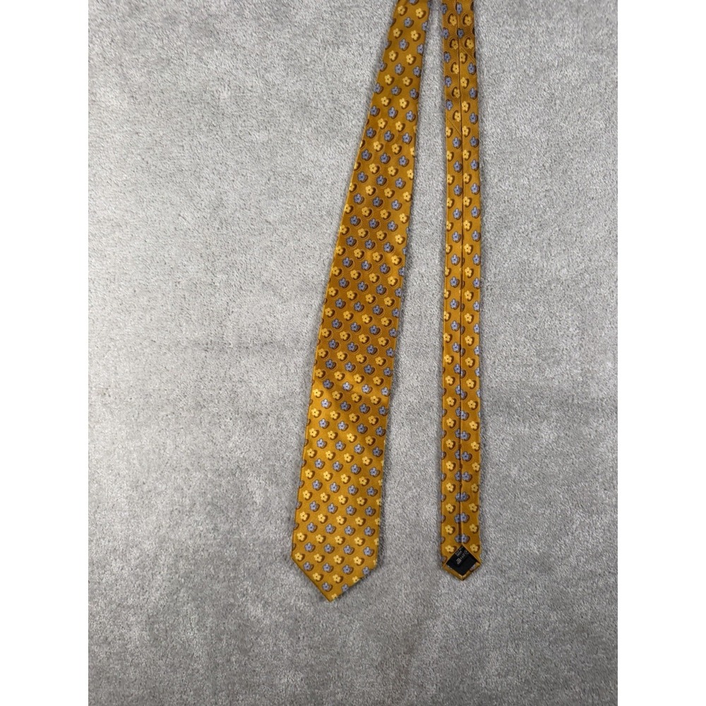 Ermenegildo‎ Zegna Men's Silk Tie Yellow Flowers All Over Made In Italy